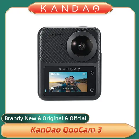 KanDao QooCam 3 액션 카메라, 듀얼 1/1.55 인치 센서, 5.7K 30FPS 360 스포츠 카메라, HDR 비디오, 62MP 파노라마 사진, 방수