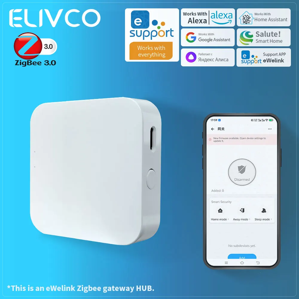 

eWelink Zigbee 3.0 Gateway Hub Smart Home Wireless Bridge APP Remote Control Automation Device Works with Alexa Google Home