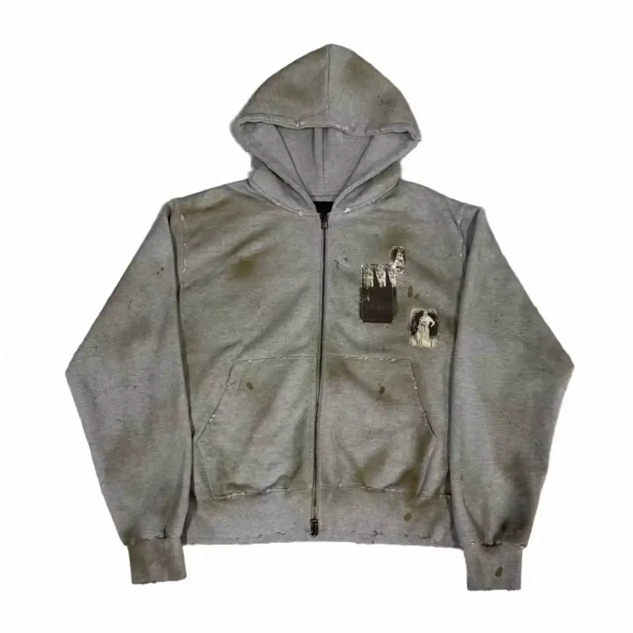 Und 24FW Patch Old Damaged Mud Dyed Zipper Sweater Jacket