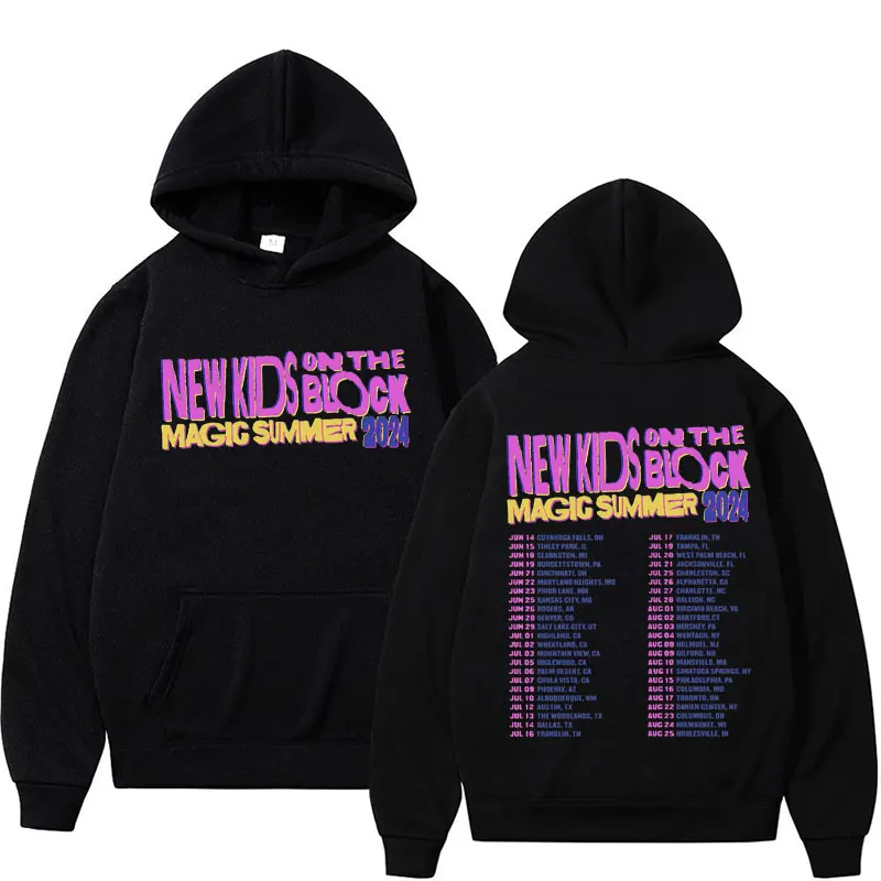 New Kids on The Block The Magic Summer Tour 2024 Hoodies Men's Women Hip Hop Rock Vintage Hooded Sweatshirts Harajuku Streetwear