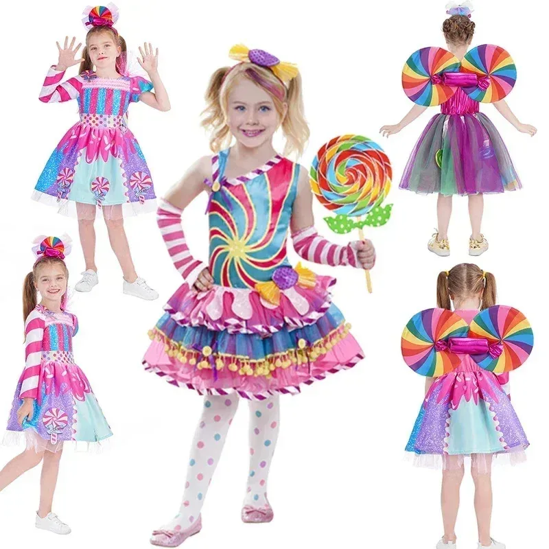 Children Candy Dresses Girls Princess Costumes Elegant Evening Party Tutu Prom Gown Dress Lollipop Clothing for Girls Purim