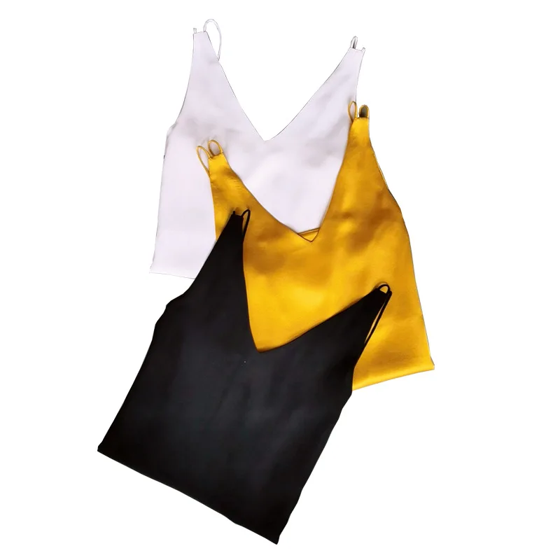 BirdTree 100% Silk Minimalist Sling, Women\'s Three Color Double Layer Silk, V-Neck INS Style Tank Top, 2026 Summer New T41576QC