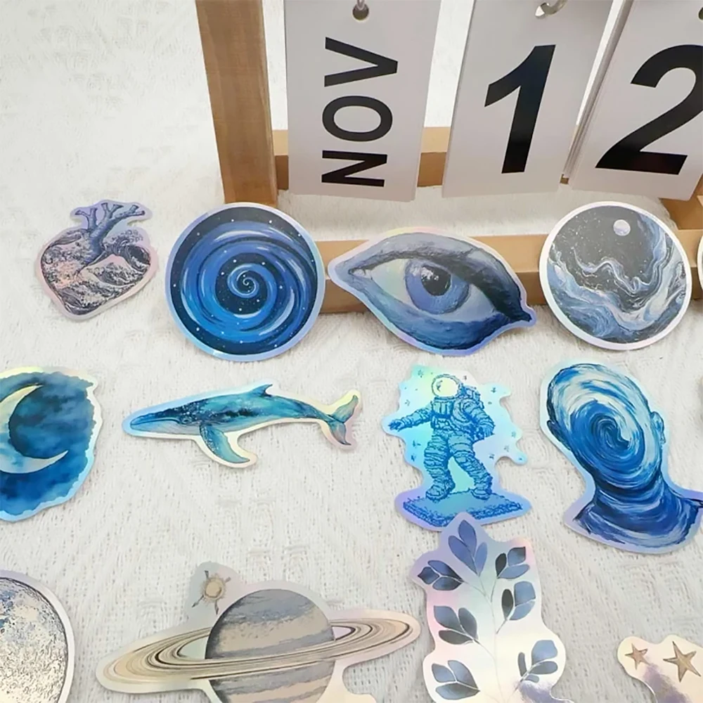 50 قطعة من ملصقات الفضاء الأزرق الإبداعية صورة غرفة المعيشة جراب هاتف القهوة المحمول الأمتعة ملصق هدية غالاكسي الفضاء الخارجي الشارات #5