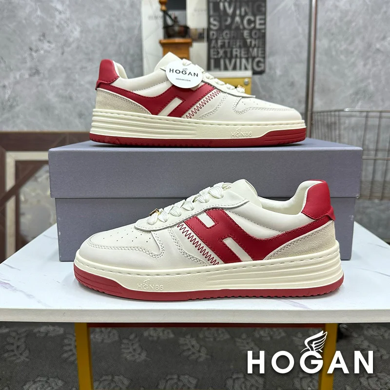 Hogan H630 series White red sports  men's women's shoes sports shoes fashionable and versatile breathable casual shoes Retro