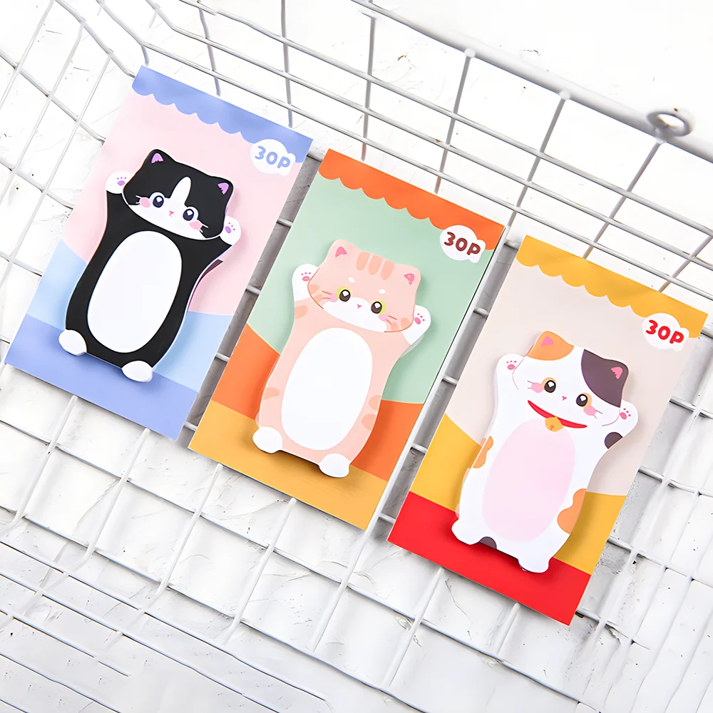 Imagem -05 - Notas Pegajosas do Gato Estético Cute Kawaii Memo Pad Funny Post Notepad Papelaria de Papel Planejador Diário Index Check to do List Sticker