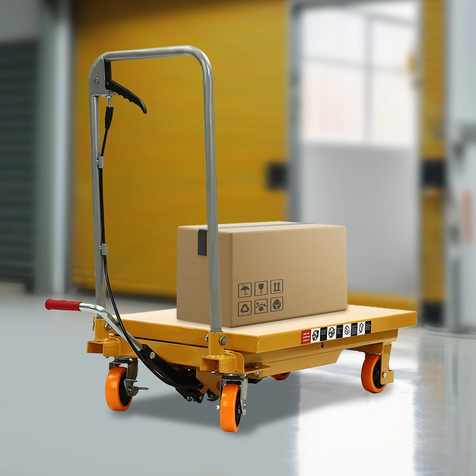 طاولة رفع مقصية هيدروليكية بسعة تحميل 770 رطل، مضخة هيدروليكية ممتازة قابلة للتعديل لارتفاع اللوحة لمستودع المصنع