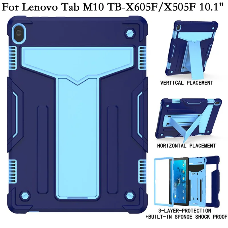 10.1-in Shockproof Tablet Cover Funda for Lenovo TabM10 Tab M10 X605 X605F X605L X505 N X X505F X505L case Coque PC Stand Shell