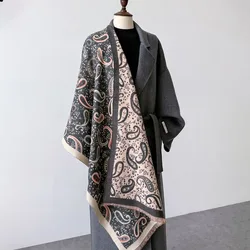 Thick Cashmere Blanket Women Paisley Scarf Warm Pashmina Shawl Winter Wraps Bufanda Print 2024 Design Poncho Echarpe for Female