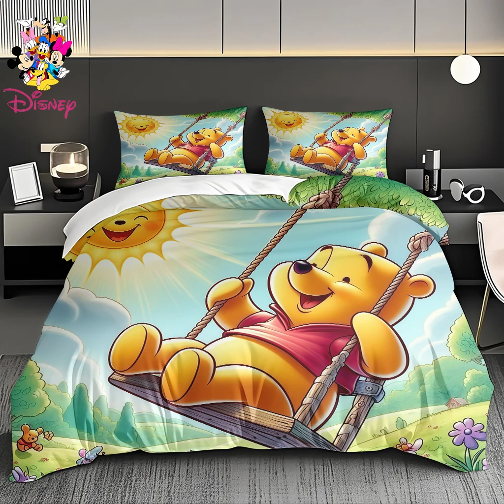 

2/3pcs Disney Winnie The Pooh Duvet Cover Set Without Filler Suitable for Home Bedrooms/Guest Rooms/Dormitories All Season Use