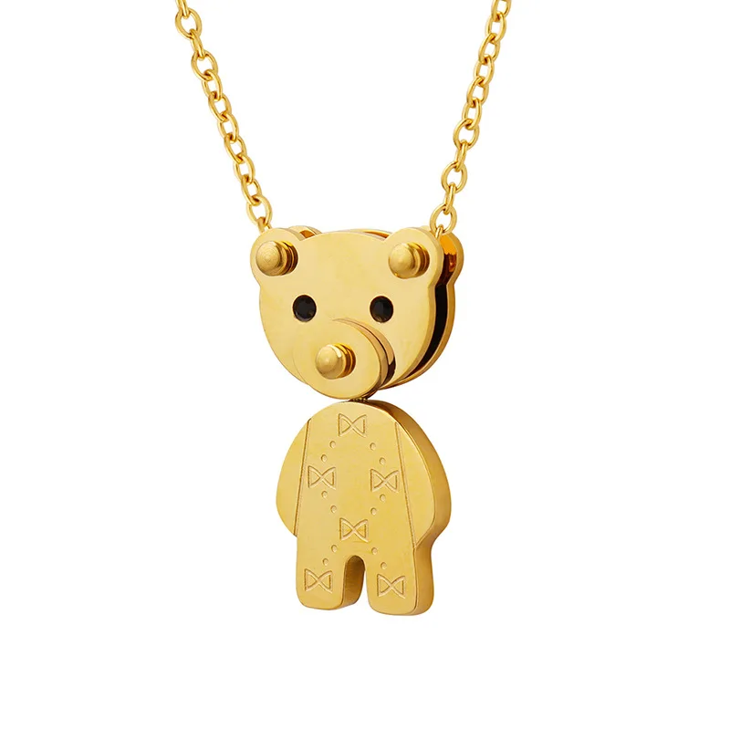 

Cartoon cute bear pendant necklace women's jewelry inlaid with zircon niche design clavicle chain jewelry