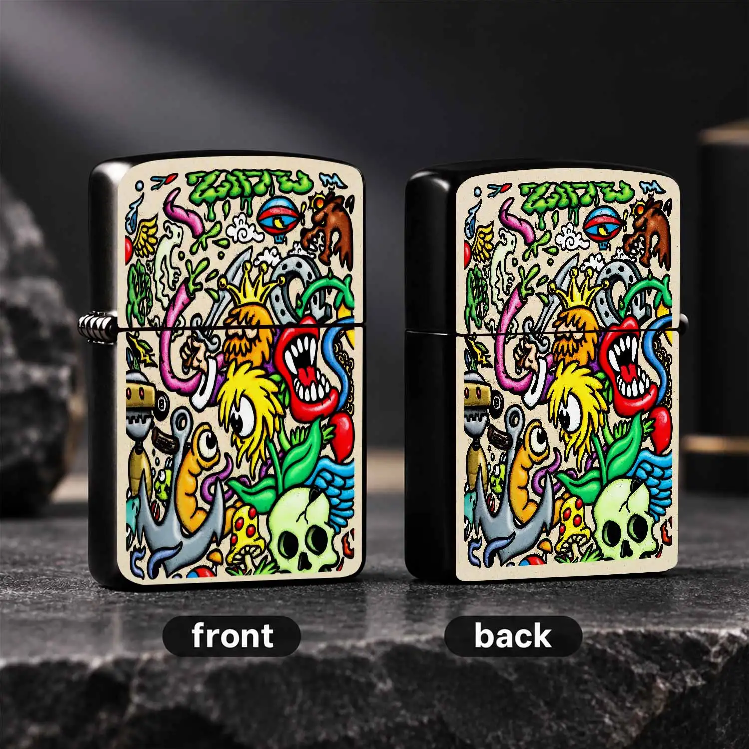 Creative Doodle Style Whimsical Art Pattern PORTABLE Lighter, Trendy Playful Quirky Themed Carryalong Ignition Goodie, Suitable for Daily Trips Outdoor Gatherings All Scenarios, Unique Niche Trendy Fun Gift for PALS an A Humorous And Intere