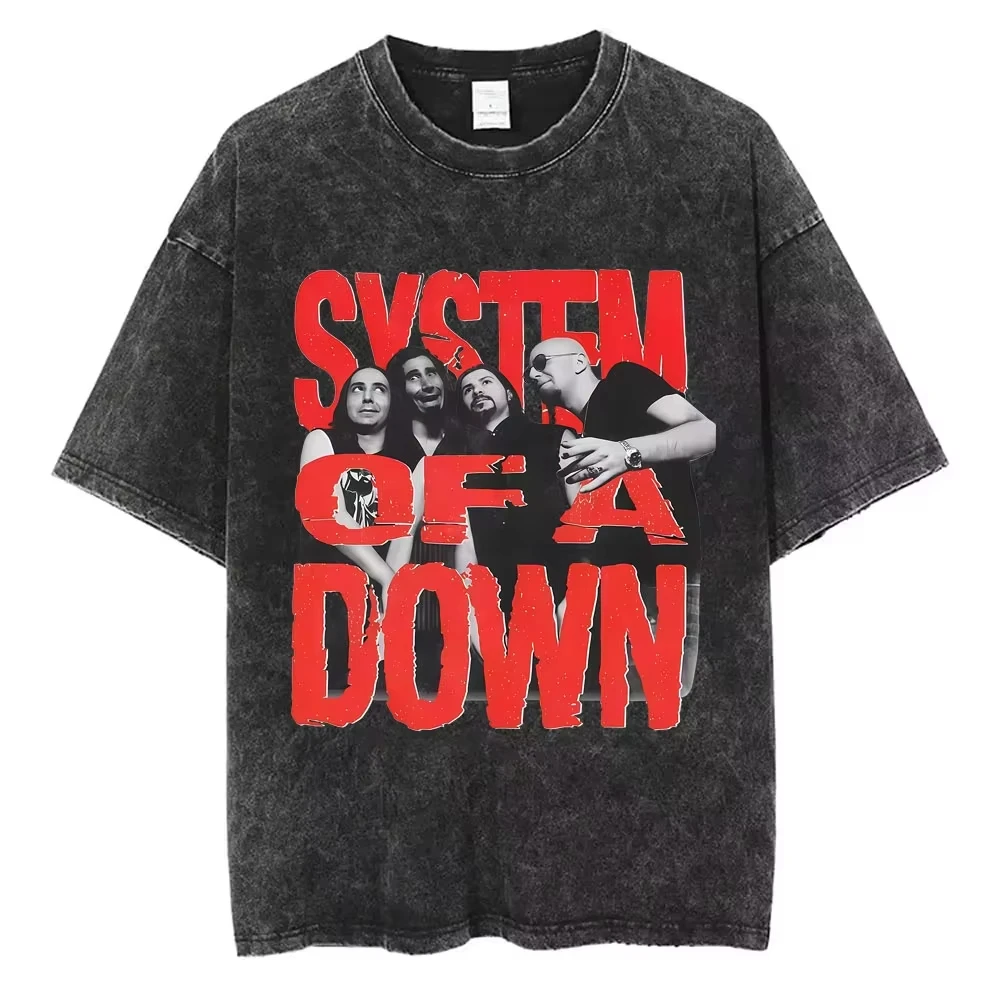 System of A Down Toxicity Album Graphic T-shirt Men Women Cotton Printed Short Sleeve Band Metal Washed Top Summer 2026 Hot Sale