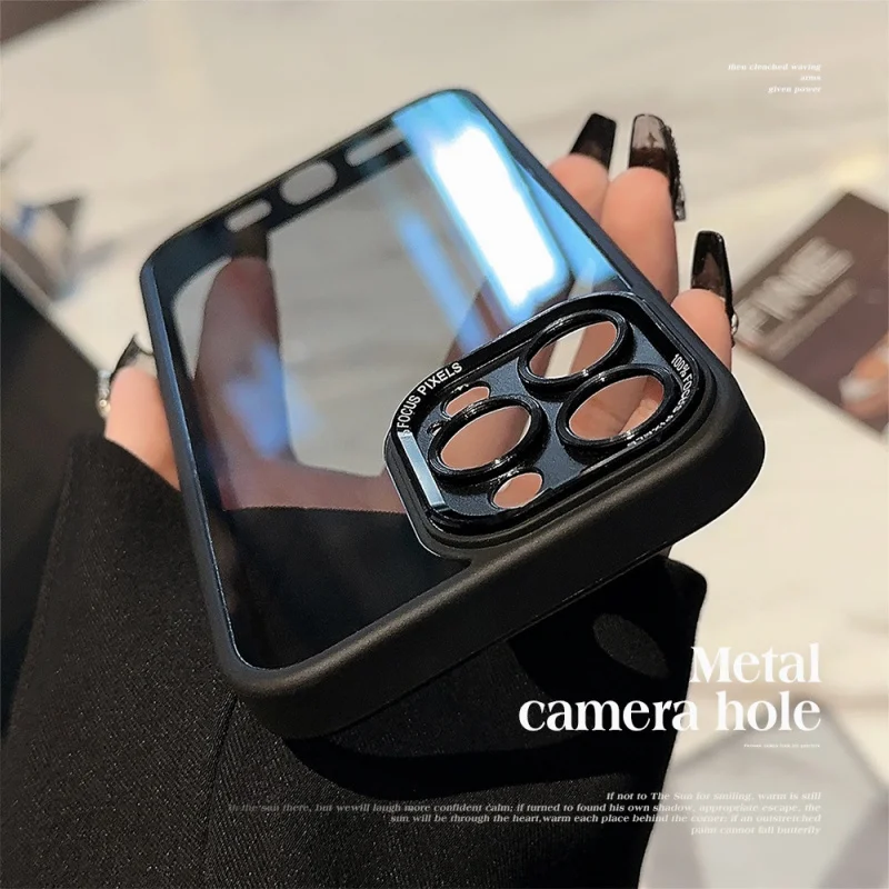 

Simple High-End Metal Lens Phone Case Compatible iphone16/15/14promax13/12/11Anti-drop Transparent Protective Case