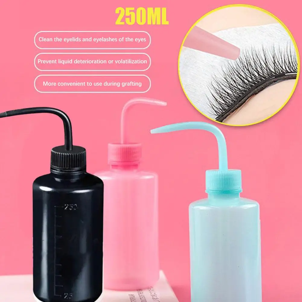 250ml Eyelash Cleaning Washing Bottle Curved Spout Eyelash Makeup Tool Bottle Eyebrow Waterproof Extension Remover Cleaner K4D7