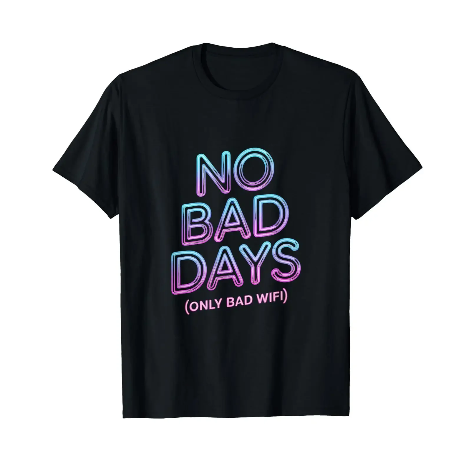 Lustiger Humor-Text „People No Bad Days Only WiFi“ T-Shirt, Vintage-Look, gewaschenes Oberteil für den Alltag, Grafik, Herren, weich, stilvoll