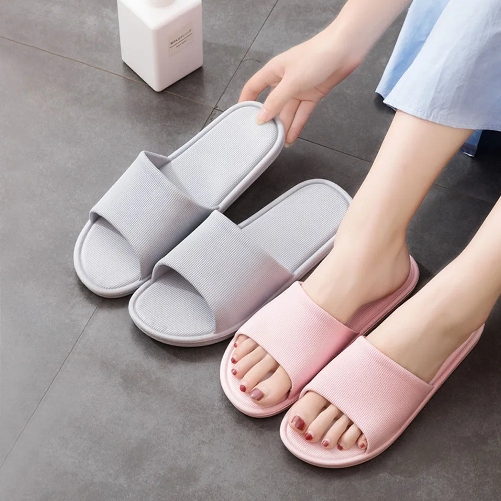 Thick Platform Bathroom Home Slippers Women  Men Fashion Soft Sole PVC Indoor Slides Sandals Summer Non-slip Flip Shoes