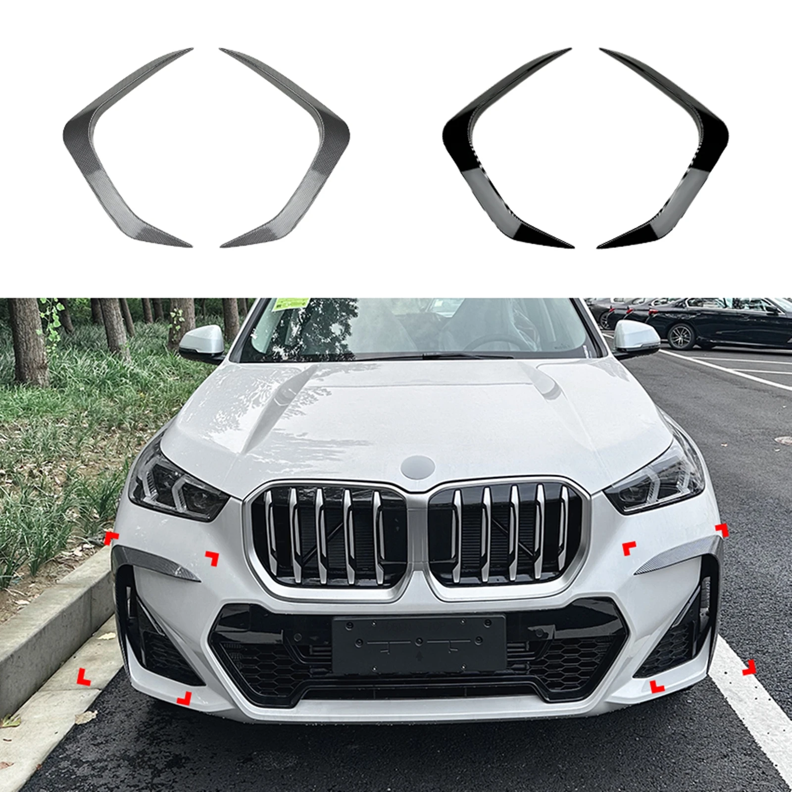 

For BMW X1 U11 U12 M Sport 2023-2024 Front Bumper Side Vent Spoiler Trim Air Intake Vent Frame Splitter Lip Cover Canards Kit