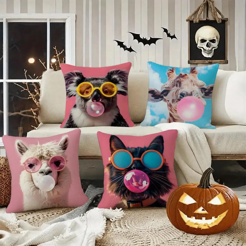 Kwaii Anime Vibrant Bubble Cushion Cover Halloween decoration trick or treat cushion cover, ghost, pumpkin head, bat decoration