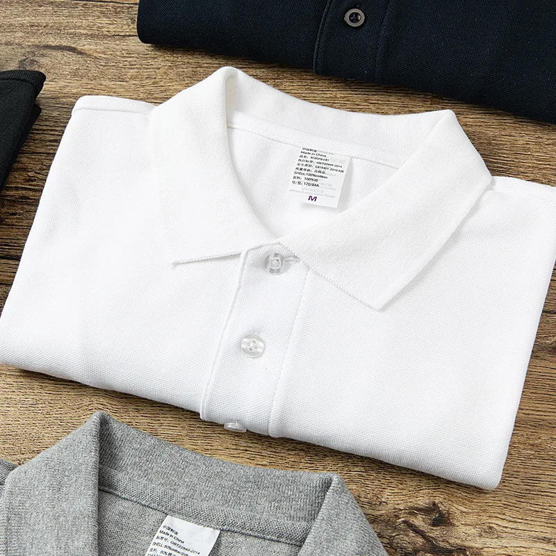 Thickened Pure Cotton Lapel POLO Shirt Men's Solid Color Large Size Business Combed Cotton POLO Shirt