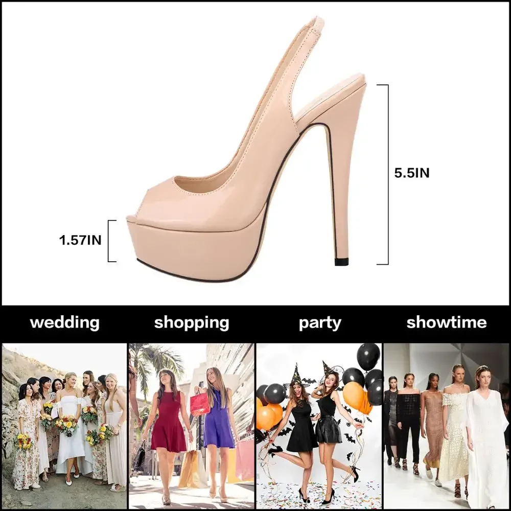 LOSLANDIFEN New 14CM Platform Super High Heels For Woman Sexy Open Toe Sandals Gladiator Party Dress Women Shoes Plus Size 42