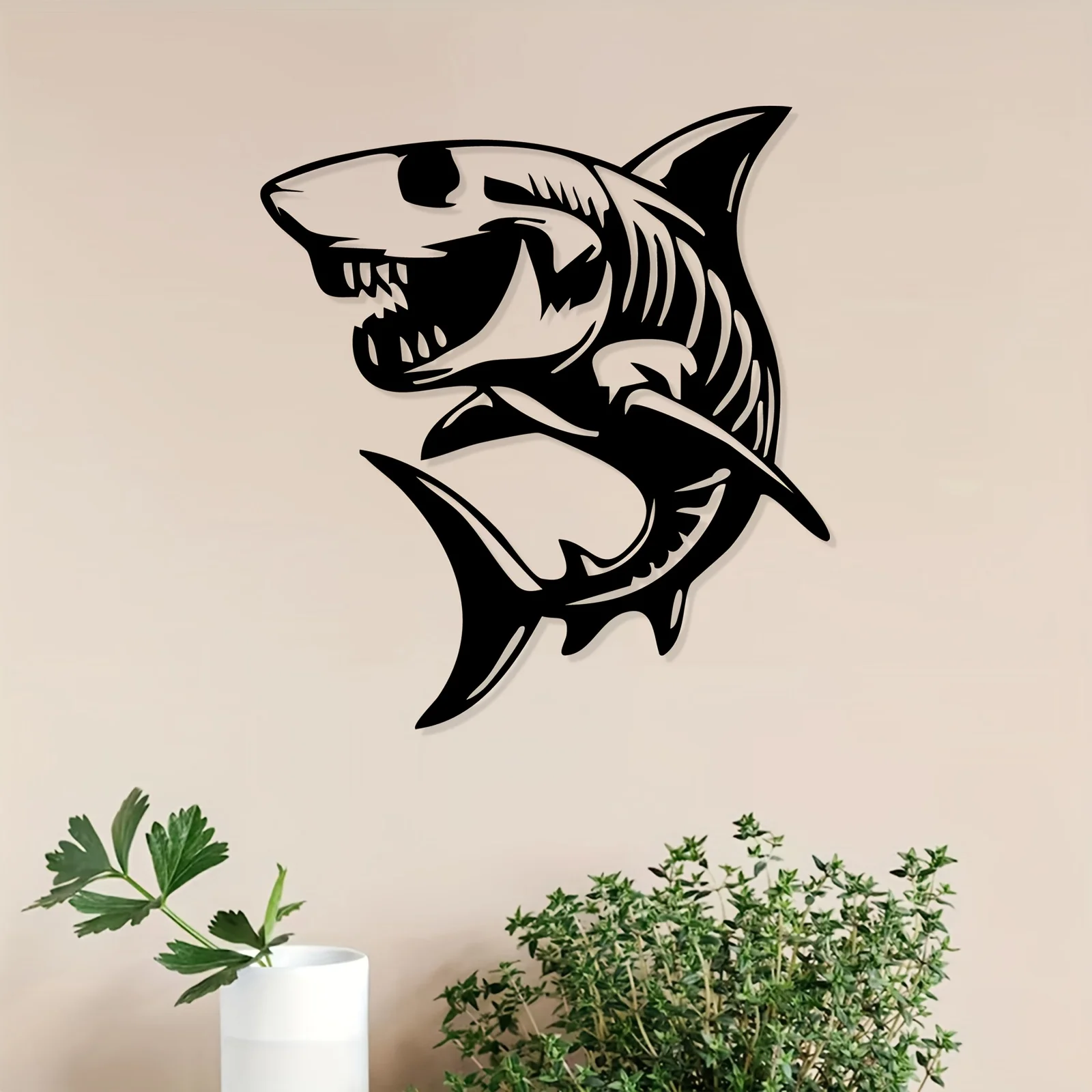 Shark Metal Wall Art Striking Sculpture Mural Weather-Resistant Patio Garden Fence Halloween Summer Ocean Decor Gift Shark Lover