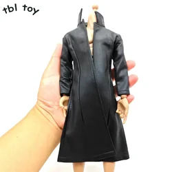 Black 1/6 Scale Thin Windbreaker Soft Pu Leather Long Coat Model fit for 12in Narrow Body action figure doll