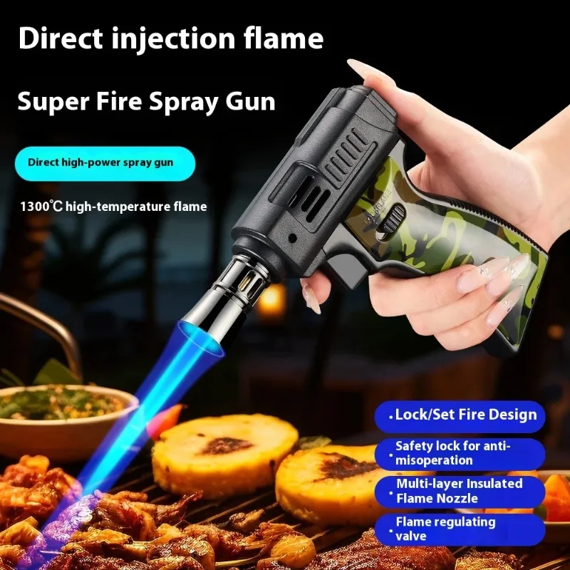 

BBQ Barbecue Powerful Metal Gas Lighter Windproof Turbo Jet Blue Flame Kitchen Torch Cigar Smoking Accessories Iginition Tools