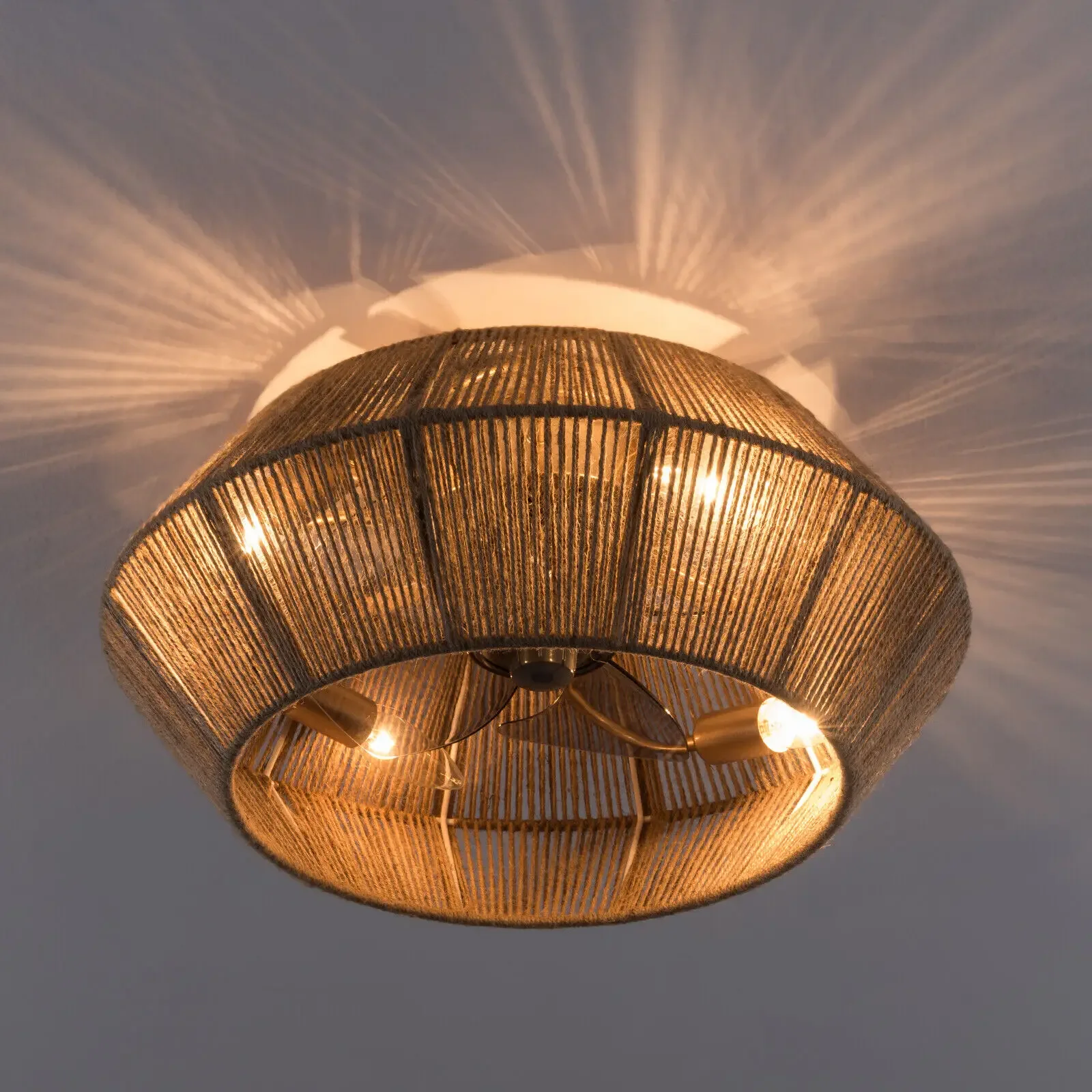 مروحة سقف حديثة على شكل قفص الروطان بتصميم بوهو مع جهاز تحكم عن بعد 6 سرعات #1