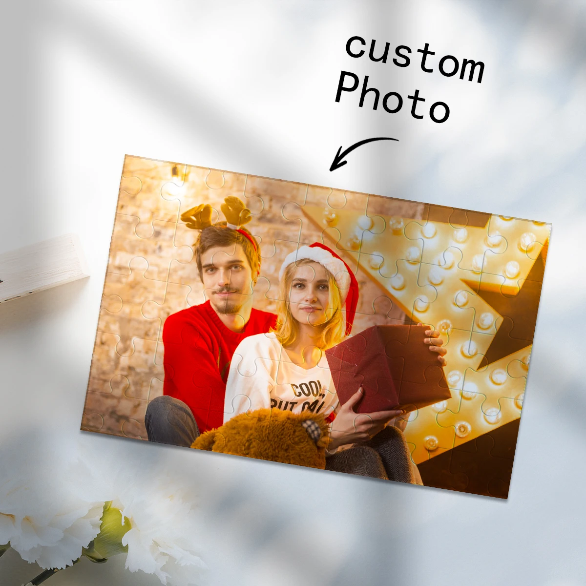 35/300/500/1000 Stück personalisiertes individuelles Fotopuzzle Paar Holzpuzzle personalisierte Bilddekoration Sammlerstück GIF