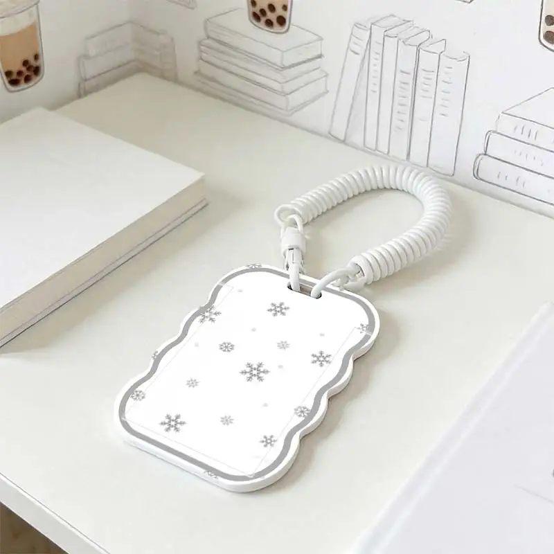 Card Protective Case for Kpop Photocard Holder Student Bus/Meal Card Protection Case Photo Protector Stretchable Spring Cord