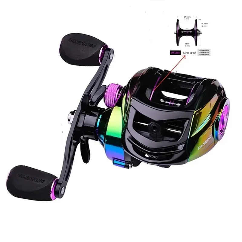

9+1BB Metal Teardrop Reel Colourful Electroplated Road Runner Fishing Line Reel Gear Ratio: 7.2:1 10-speed Magnetic Brake System