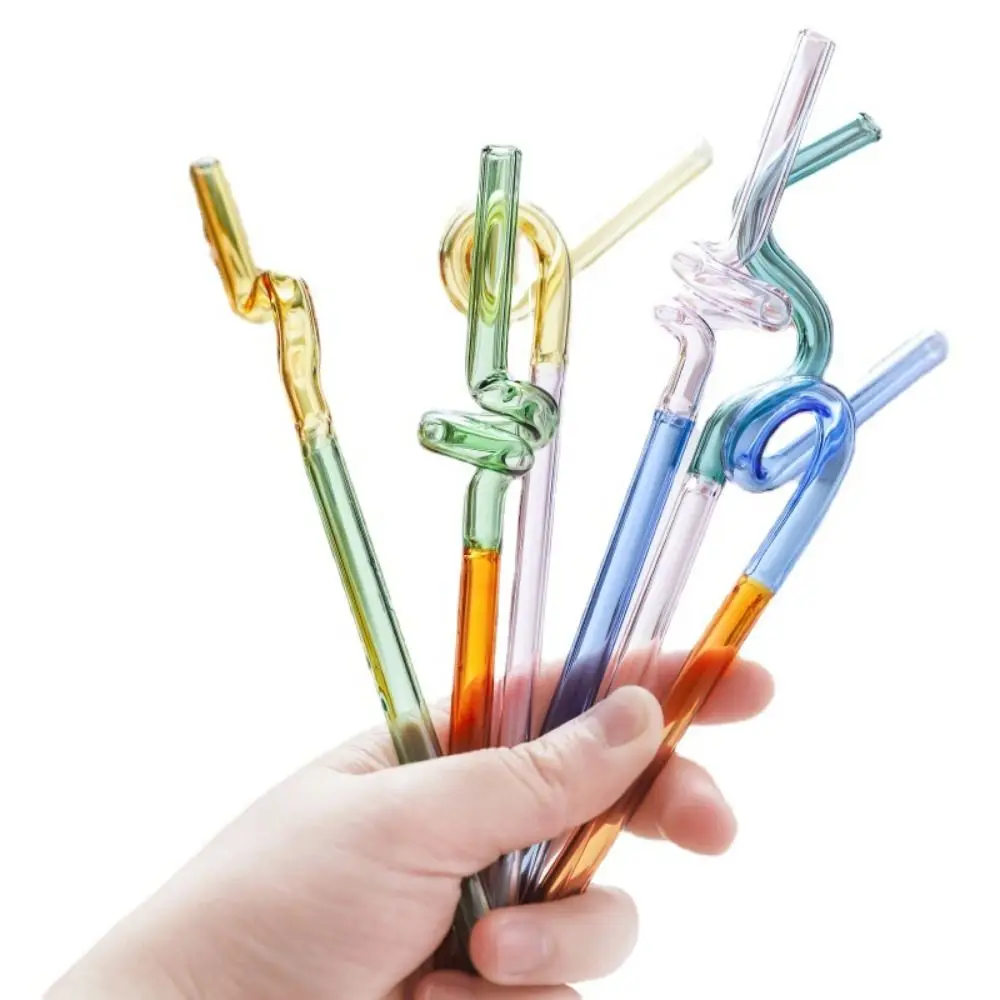 Transparent Artistry Glass Straws Reusable Straws Heat Resistant Glass Straw Drinking Milk Tea Long Stem Glass Staw Wholesale