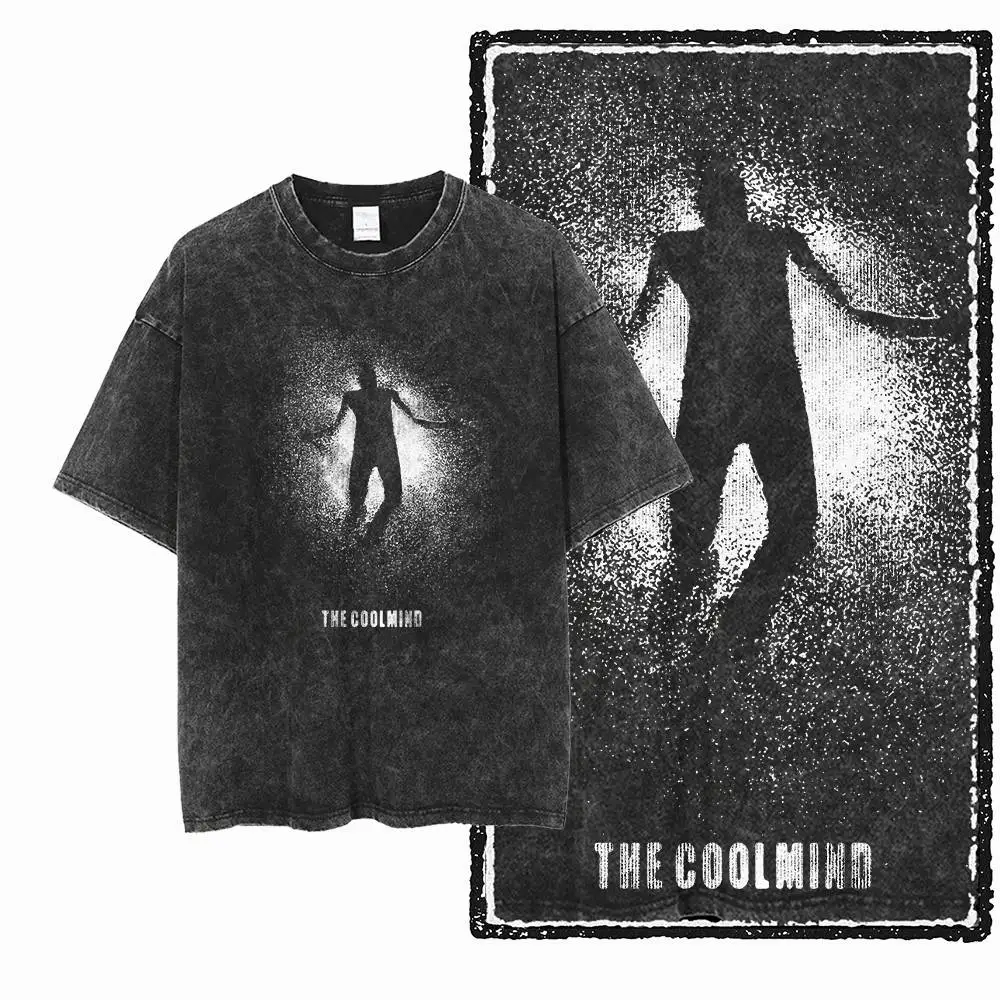 Exclusive 100% Cotton Men's Cool COOLMIND  Graphic T-shirt | Acid Washed  Streetwear Big Size O-neck men's Tee Tshirt