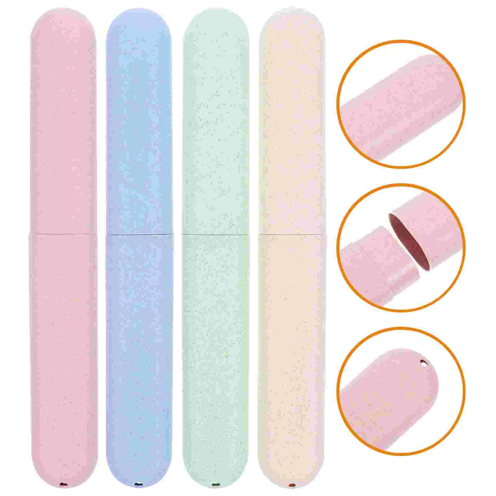 

4PCS Creative Stripe Toothbrush Holder Case Portable Anti- Toothbrushes Travel Camping Bathroom Storage Boxes (Mixed