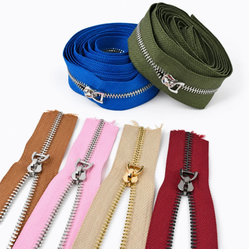1-3Y 5# Metal Zipper Tapes with Sliders Clothes Jackets Closure Zippers Continuous Zips Coil Sewing Zip Repair Kits Accessories