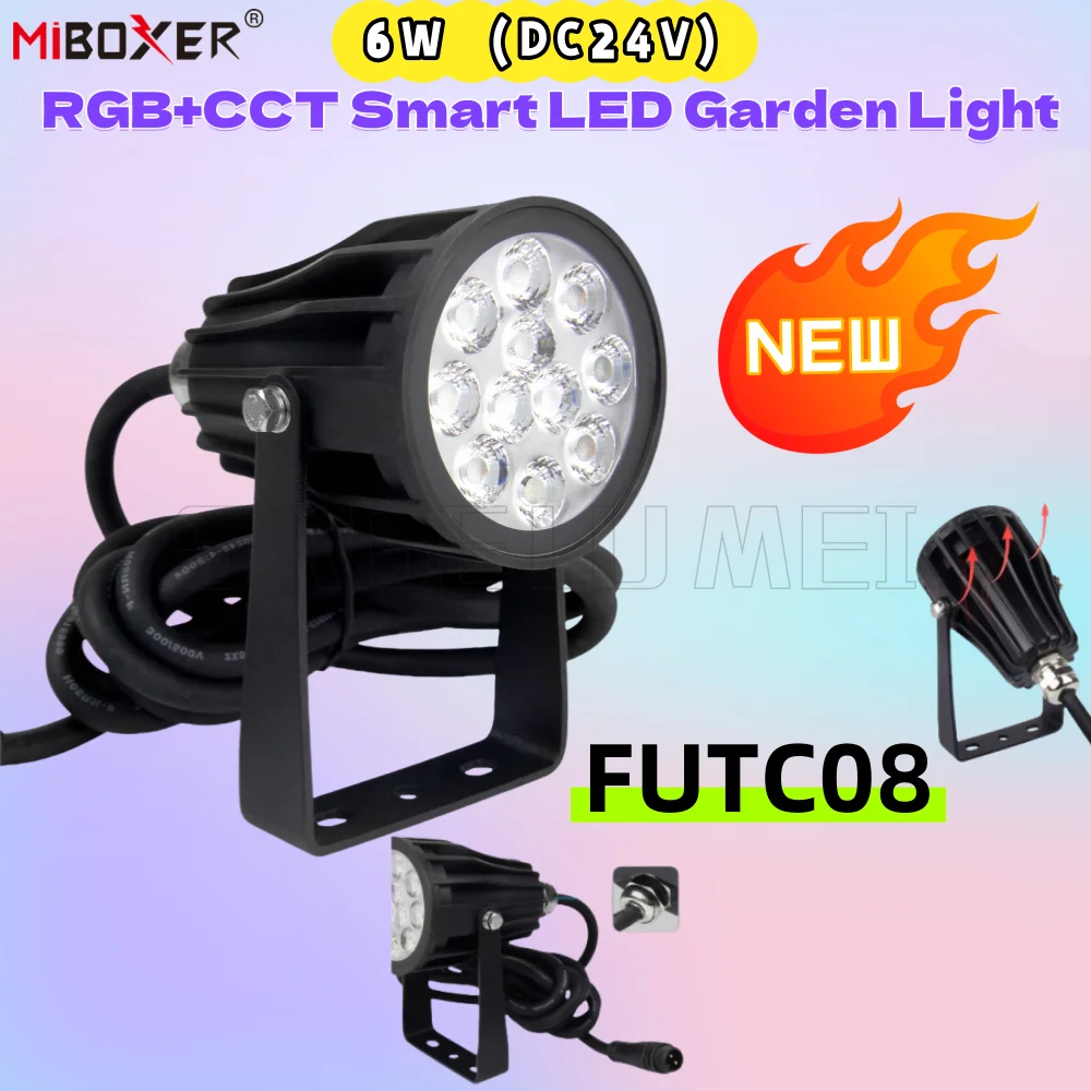 

Miboxer New IP66 Waterproof Outdoor lamp Garden Lighting FUTC08 DC24V 6W RGB+CCT Smart LED Garden Light 2.4G remote controllable