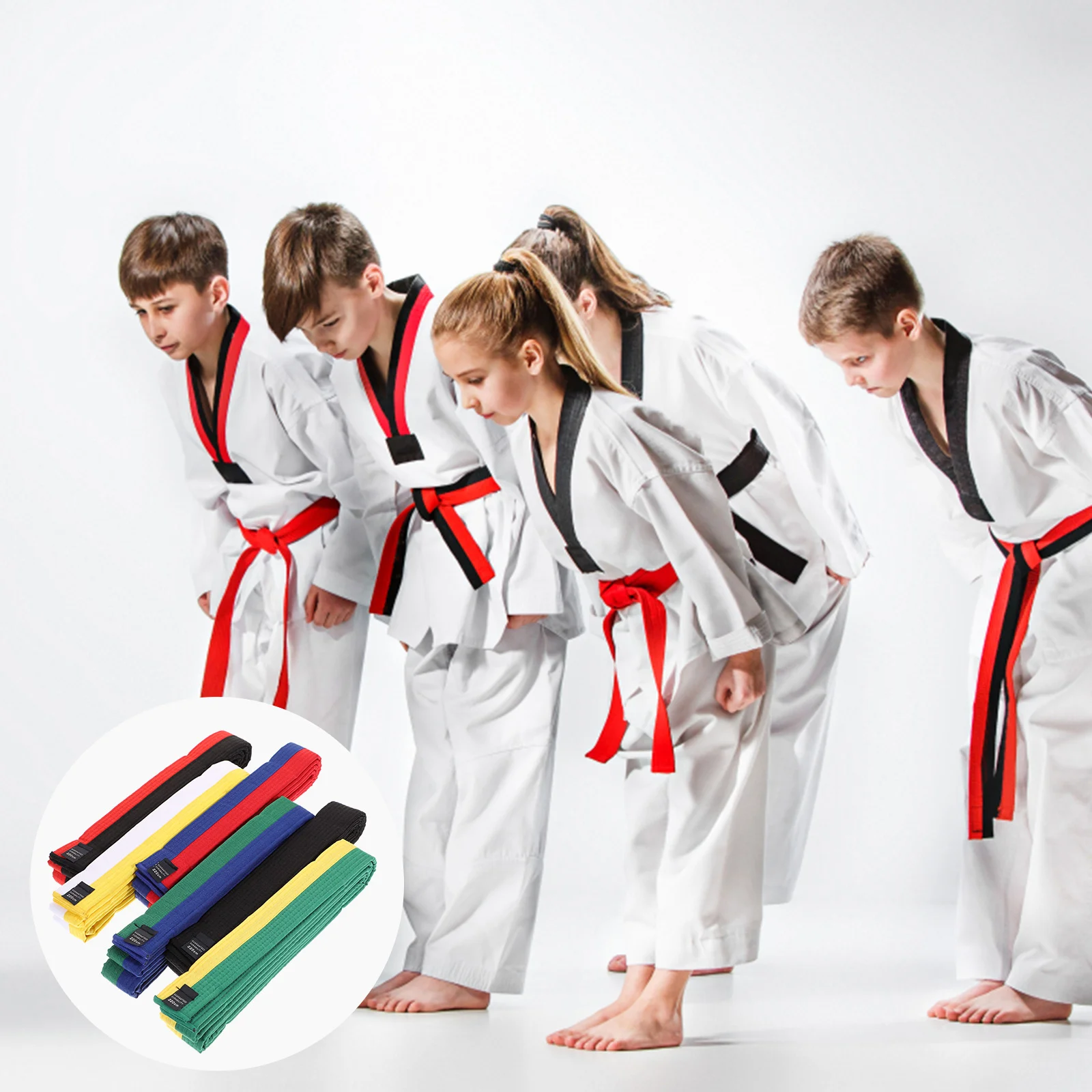 

6Pcs Karate Belts Multicolor Cotton Taekwondo Martial Arts Uniform Belt Lightweight Breathable Durable Easy Clean