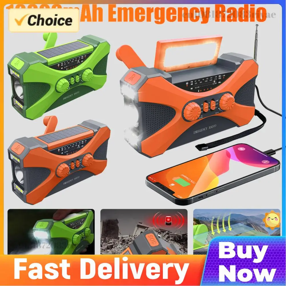 

Радиоприемник на солнечной энергии для экстренных ситуаций, 10000 мАч, перезаряжаемый, с ручным динамо-генератором, двойным динамиком, AM/FM/NOAA, с функцией Power Bank и фонариком