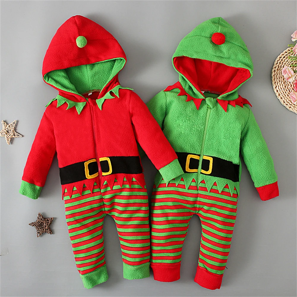 

Newborn Baby Christmas Romper Long Sleeve Hooded Jumpsuit Cute Santa Claus Costume For Babys Boys Girls Clothes 1-2 Years