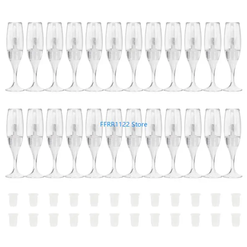 Y1UF 24 Stuks Lege Lipgloss Containers Wijnglas Vormige Lipgloss Buizen Lippenstift Buizen Hervulbare Lippenbalsem Flessen