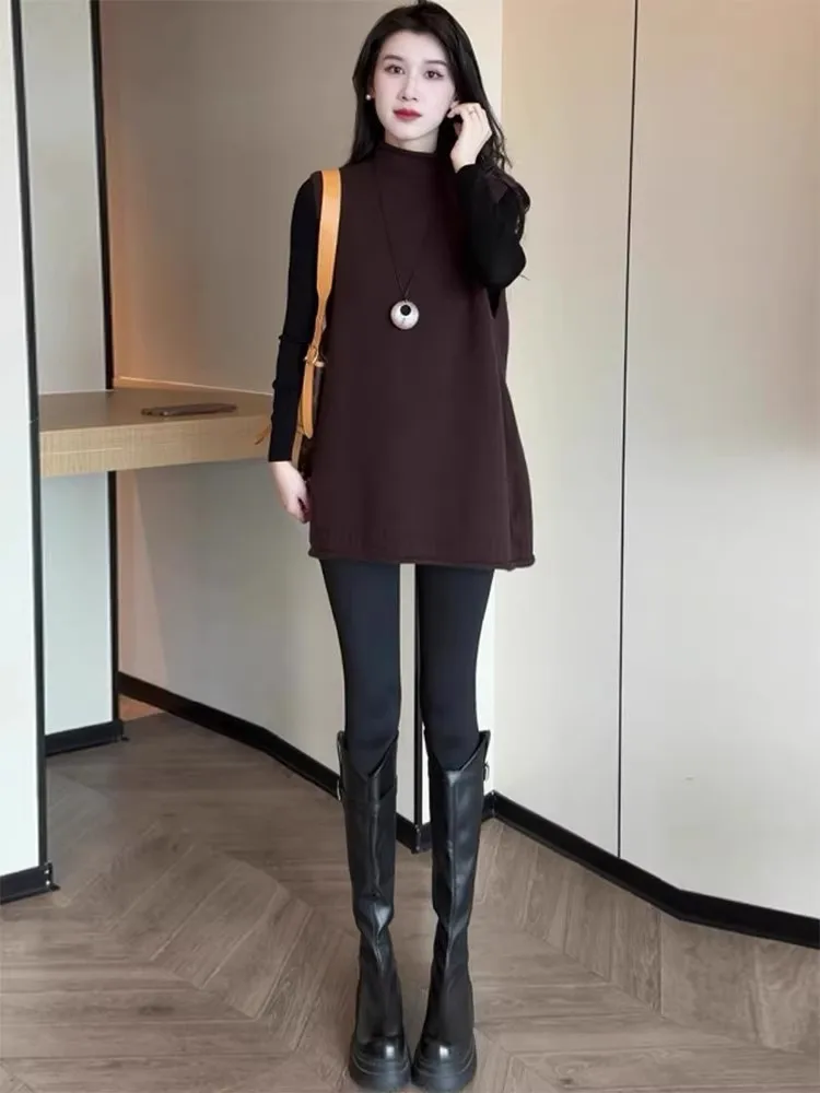 Sli Vielseitiges Damen-Weste- und Basis-IRT-Set, schlankmachender zweiteiliger Anzug, lässiger Winter-Faion, trendige Quali-Basischicht