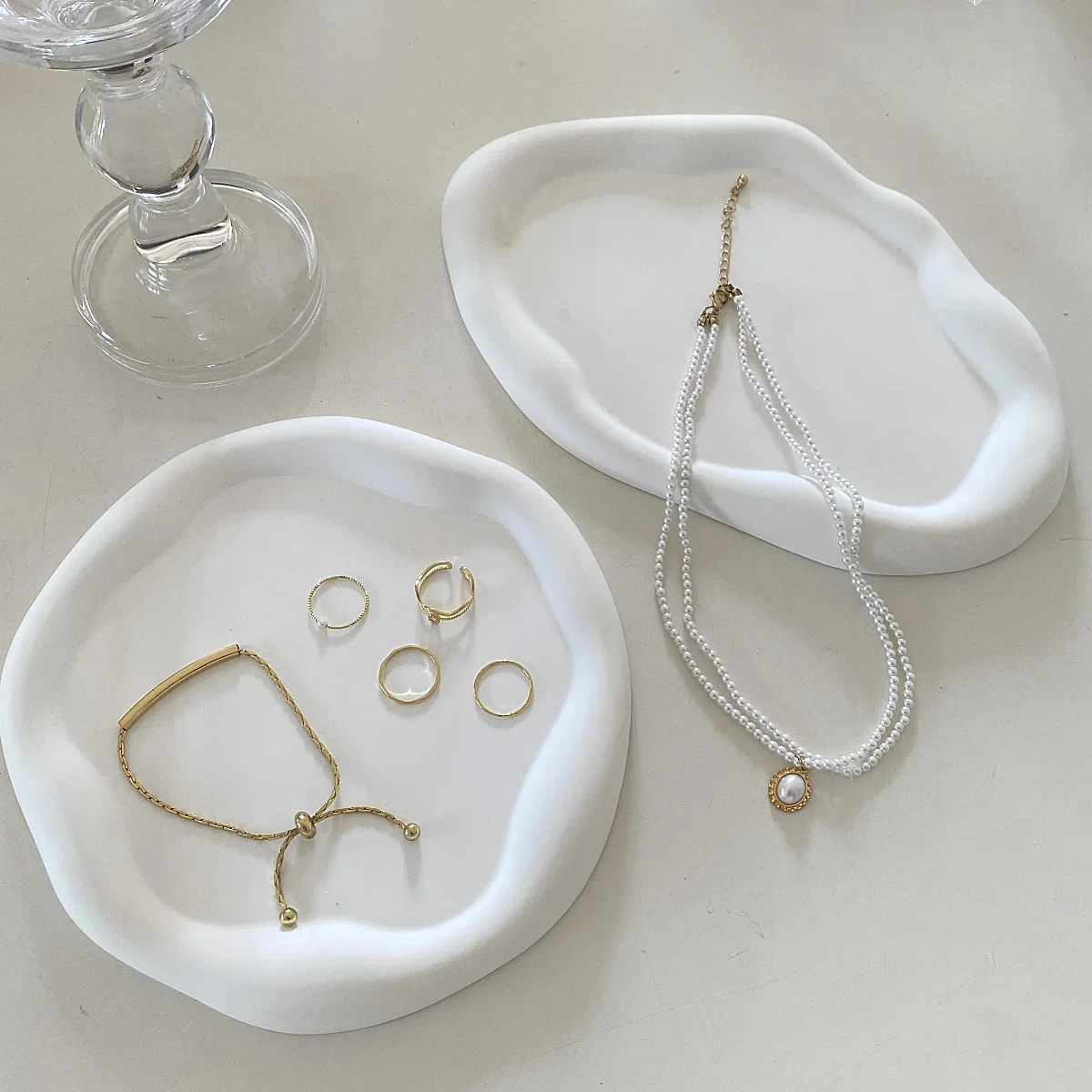 Nordic Style Simple and Irregular Storage Tray Plaster Tray Jewelry Ornaments Photo Decoration Props Photography Objects Home