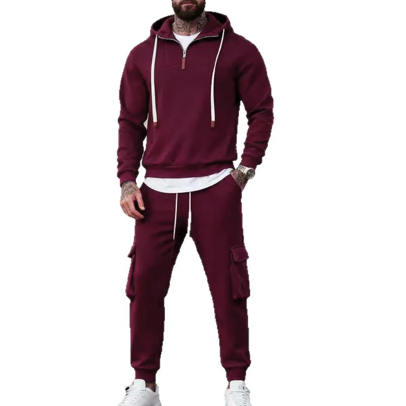 2025 الشتاء الرجال الأدوات فضفاضة الاتجاه زراعة الرياضة معطف بقلنسوة Sweatpants دعوى الرجال