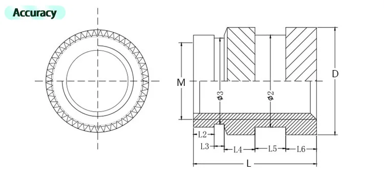 M2.5 50pcs Brass Hot Melt Insert Nuts Heating Molding Copper Thread Inserts Nut SL-type Double Twill Knurled Injection 3Dprinter