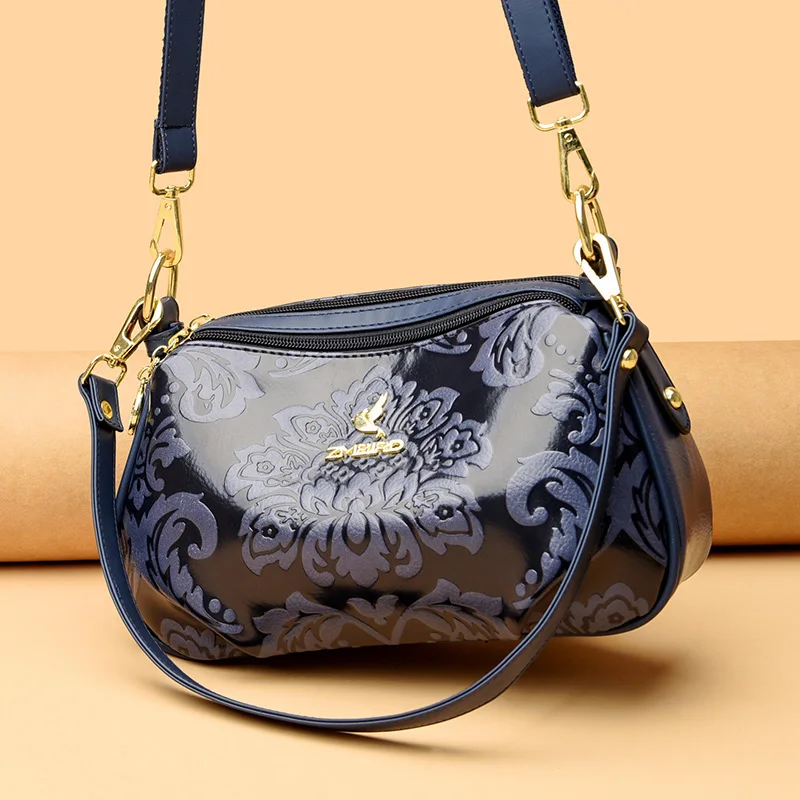 2024 New Flower Printed Crossbody Bags Brand Retro Handbags Luxury Women\'s Designer High Quality PU Leather Female Shoulder Sac