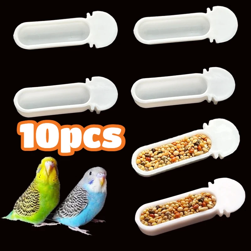 10 Peças de Comedouro de Plástico para Pássaros, Caixa de Alimento Pequena e Macia para Alimentação com os Dedos, para Papagaio, Canário, Pintinho, Periquito, Montagem em Gaiola