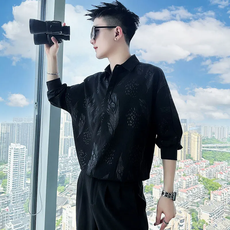 

Мужская футболка Bla Ice Silk Flower с коротким рукавом, модная летняя верхняя одежда свободного кроя для молодежи