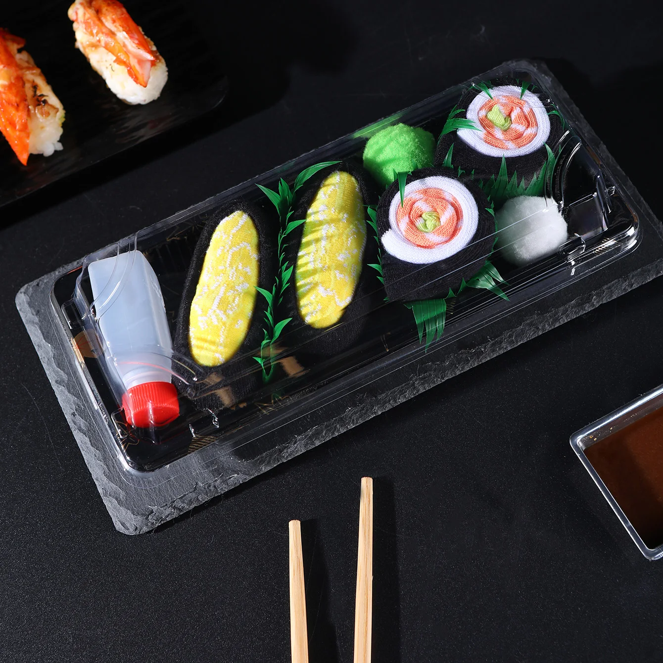 남녀공용 미드카프 양말 2켤레, 참신하고 재미있는 컬러풀한 연어 스시 선물 상자 양말, 유럽 및 미국 패션 트렌디 스타일, 편안하고 통기성 좋은, 파티 캐주얼 참신한 선물, 발렌타인데이, 크리스마스, 산타클로스, 가을 및 겨울 스타일, 사계절 귀엽고 재미있는 양말