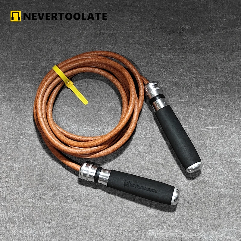 

290 GRAM (0.63lbs) 9mm thick diameter Leather ROPE skip jump rope heavy ball bearing metal sponge long handle fitness skipping