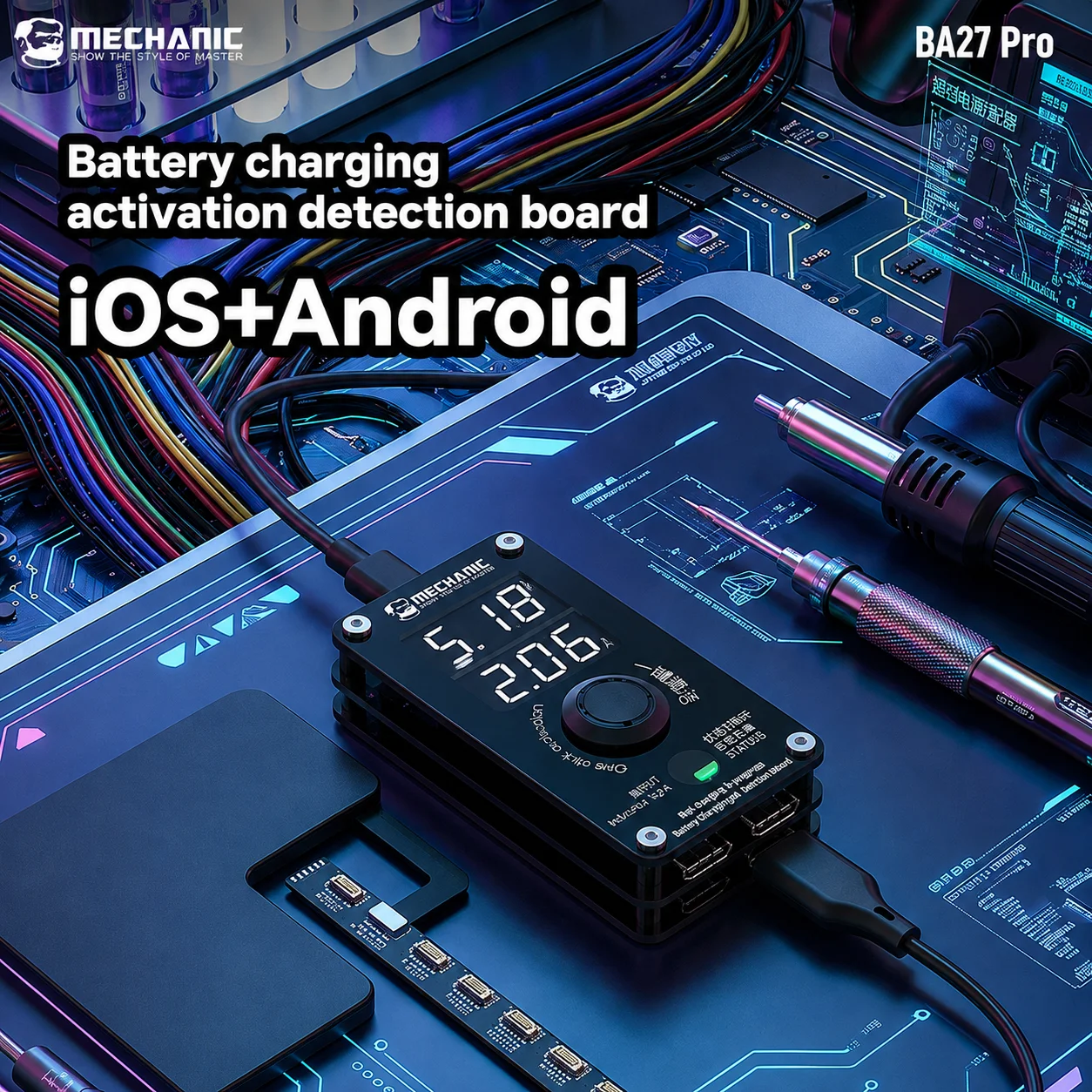 MECHANIC BA27 Pro Battery Charging Activation Detection Board One‑click Activate For IP8‑17 PM Android Phone Battery Repair Tool